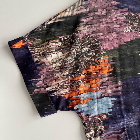 ELK NWT Arden Short Sleeve Belted Impressionist Print Midi Shift Dress sz 4 - Picture 14 of 15